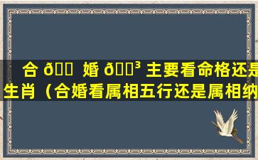 合 🐠 婚 🐳 主要看命格还是生肖（合婚看属相五行还是属相纳音）